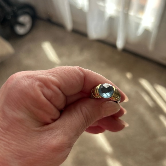David Yurman Capri Blue Topaz Sterling Silver & 14K gold ring - Picture 1 of 11